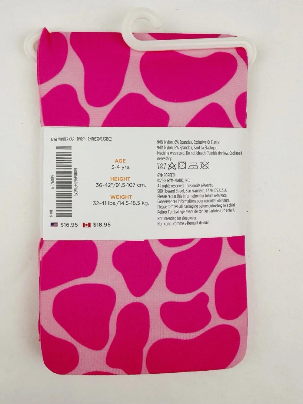 Gymboree 2012 Lovable Giraffe Pink Tights Size 3-4 Years